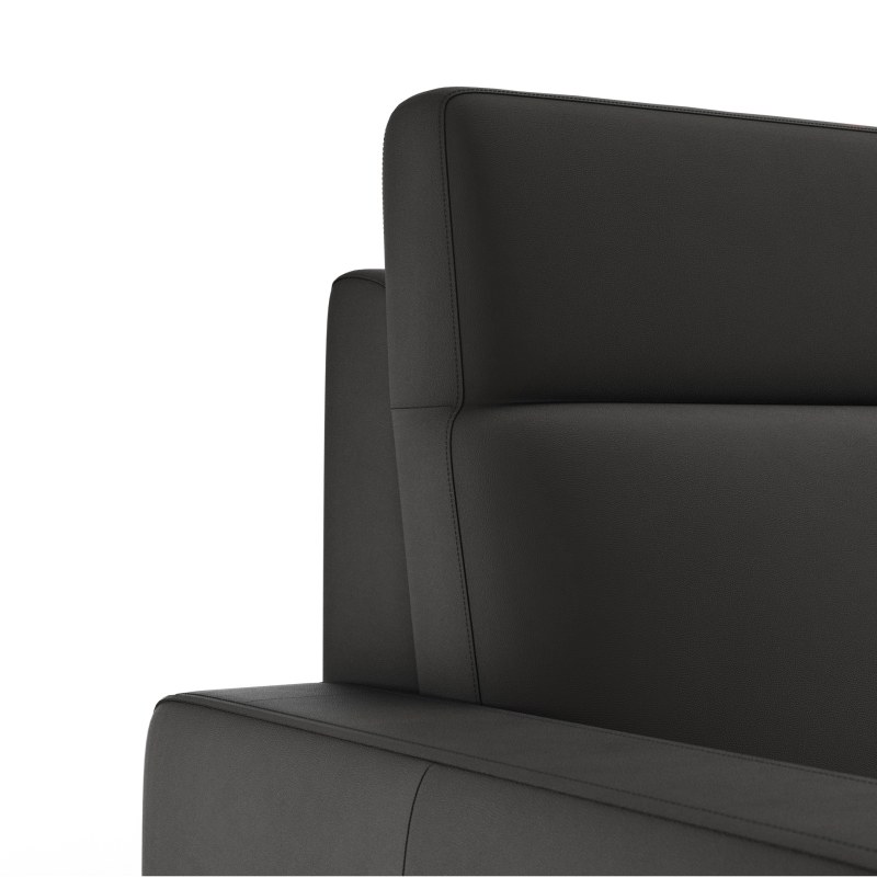 Ecksofa Arima H - 2-Sitzer mit Longchair rechts inkl. Sitzvorzug (motorisch), Leder, Schwarz