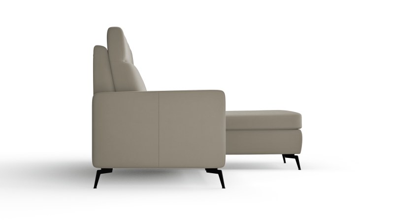 Ecksofa Arima H - 2-Sitzer mit Longchair rechts inkl. Sitzvorzug (motorisch), Leder, Taupe