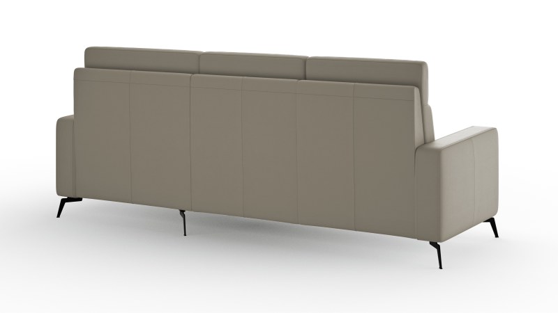 Ecksofa Arima H - 2-Sitzer mit Longchair rechts inkl. Sitzvorzug (motorisch), Leder, Taupe