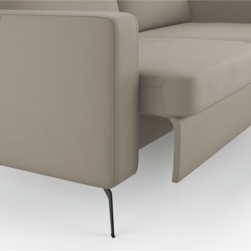 Ecksofa Arima H - 2-Sitzer mit Longchair rechts inkl. Sitzvorzug (motorisch), Leder, Taupe