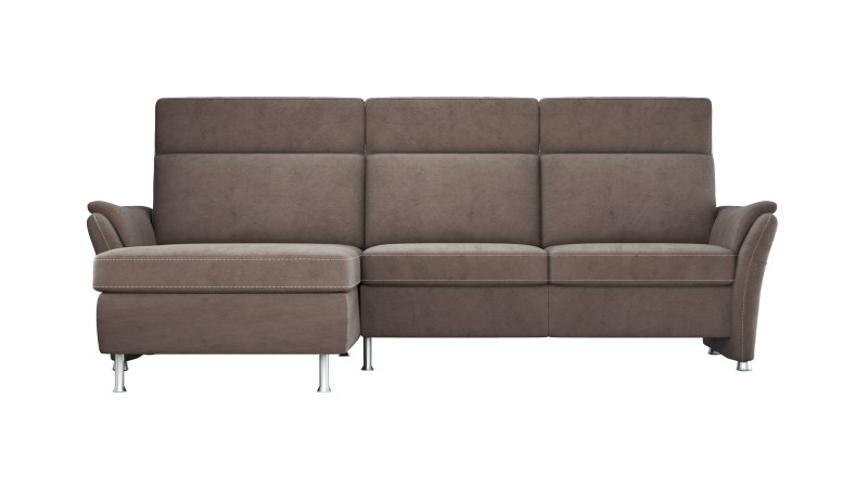 Sofa Arima H - Longchair links mit 2-Sitzer, Stoff, Dunkelbraun