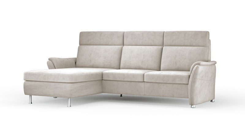 Sofa Arima H - Longchair links mit 2-Sitzer, Stoff, Beige