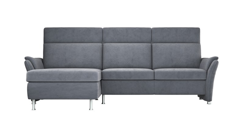 Sofa Arima H - Longchair links mit 2-Sitzer, Stoff, Steingrau