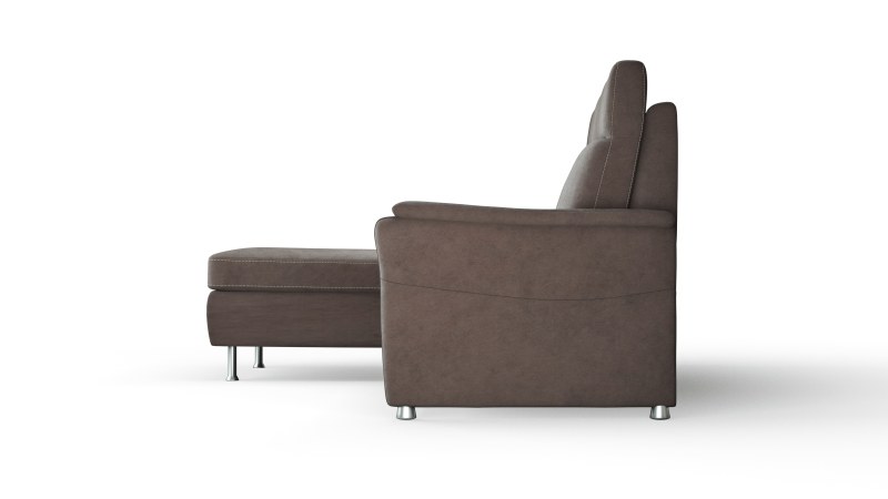 Sofa Arima H - Longchair links mit 2-Sitzer inkl. Sitzvorzug (motorisch) und Armlehnen verstellbar, Stoff, Dunkelbraun