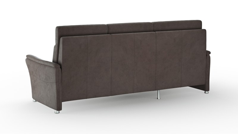 Sofa Arima H - Longchair links mit 2-Sitzer inkl. Sitzvorzug (motorisch) und Armlehnen verstellbar, Stoff, Dunkelbraun