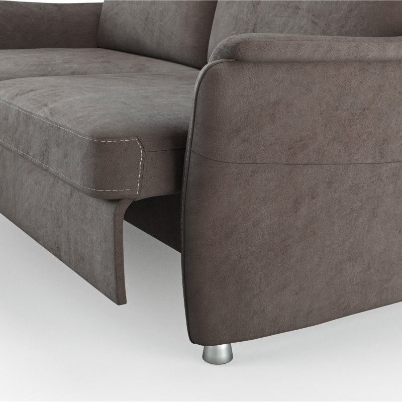 Sofa Arima H - Longchair links mit 2-Sitzer inkl. Sitzvorzug (motorisch) und Armlehnen verstellbar, Stoff, Dunkelbraun