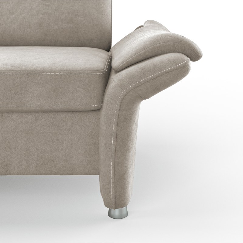 Sofa Arima H - Longchair links mit 2-Sitzer inkl. Sitzvorzug (motorisch) und Armlehnen verstellbar, Stoff, Beige