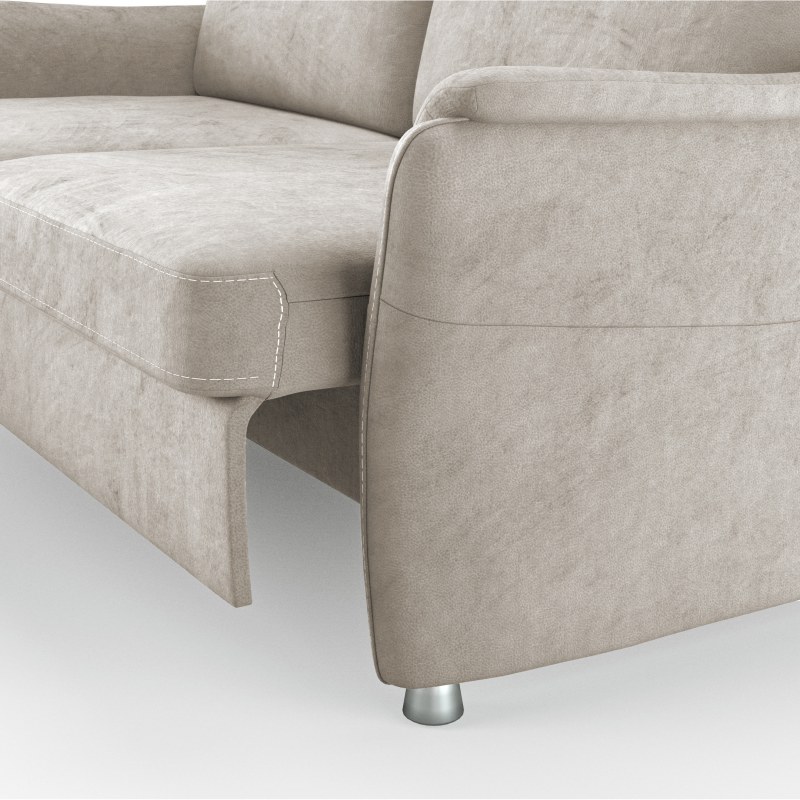 Sofa Arima H - Longchair links mit 2-Sitzer inkl. Sitzvorzug (motorisch) und Armlehnen verstellbar, Stoff, Beige