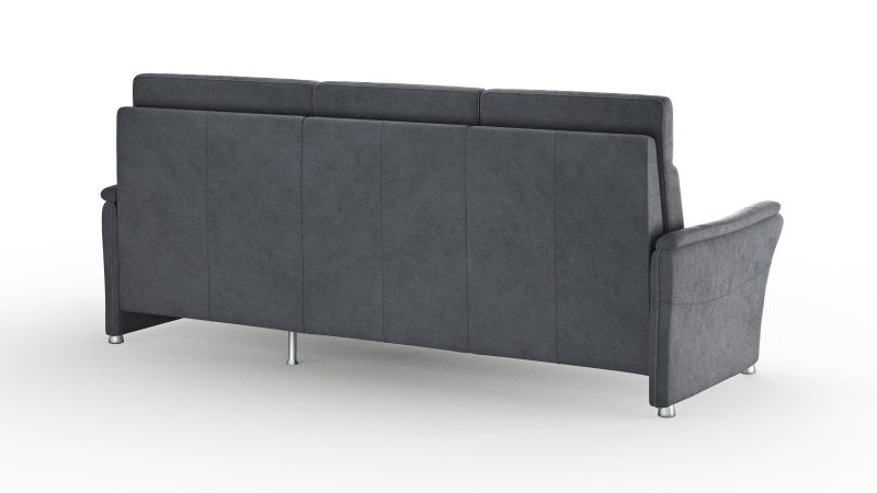 Ecksofa Arima H - 2-Sitzer mit Longchair rechts inkl. Sitzvorzug (motorisch) und Armlehnen verstellbar, Stoff, Steingrau