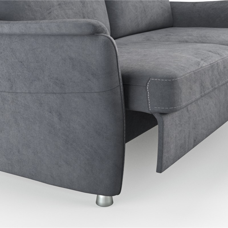 Ecksofa Arima H - 2-Sitzer mit Longchair rechts inkl. Sitzvorzug (motorisch) und Armlehnen verstellbar, Stoff, Steingrau