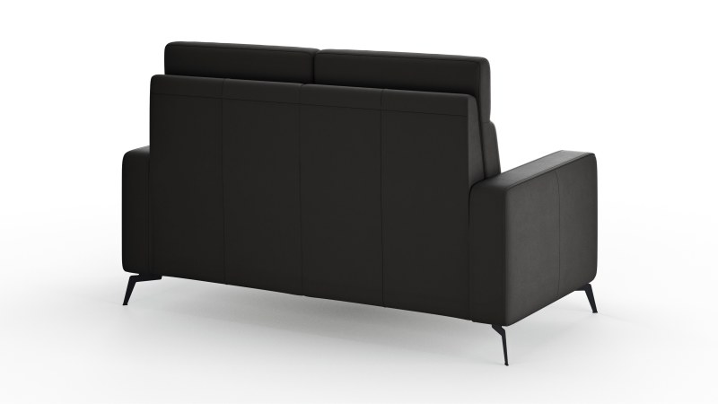 Sofa Arima H - 2-Sitzer, Leder, Schwarz