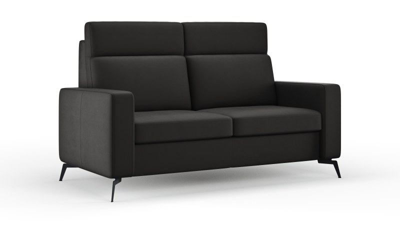 Sofa Arima H - 2-Sitzer, Leder, Schwarz