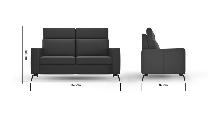 Sofa Arima H - 2-Sitzer, Leder, Taupe