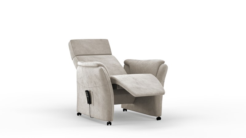 Relaxsessel Arima H - Relaxfunktion (motorisch) und Kopfteil verstellbar, Stoff, Beige