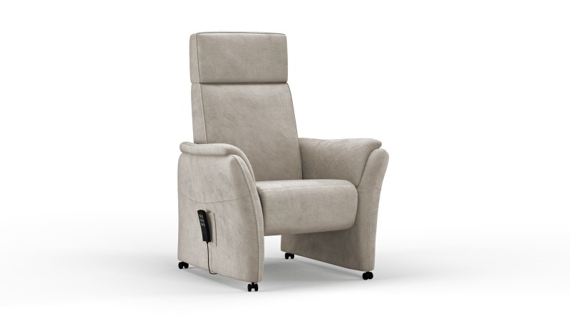 Relaxsessel Arima H - Relaxfunktion (motorisch) und Kopfteil verstellbar, Stoff, Beige