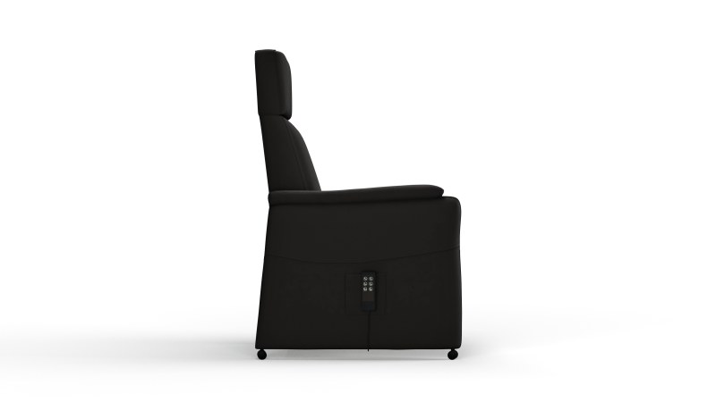 Relaxsessel Arima H - Relaxfunktion (motorisch) und Kopfteil verstellbar, Leder, Schwarz
