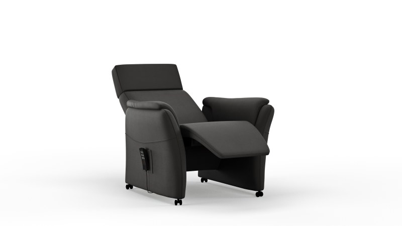 Relaxsessel Arima H - Relaxfunktion (motorisch) und Kopfteil verstellbar, Leder, Schwarz