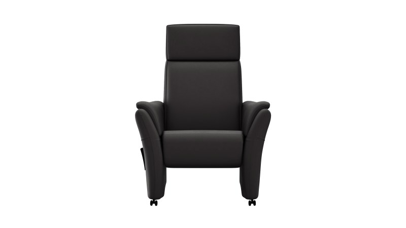 Relaxsessel Arima H - Relaxfunktion (motorisch) und Kopfteil verstellbar, Leder, Schwarz