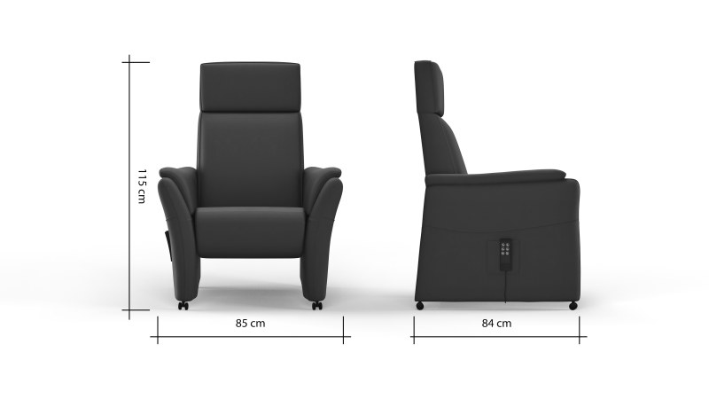 Relaxsessel Arima H - Relaxfunktion (motorisch) und Kopfteil verstellbar, Leder, Taupe