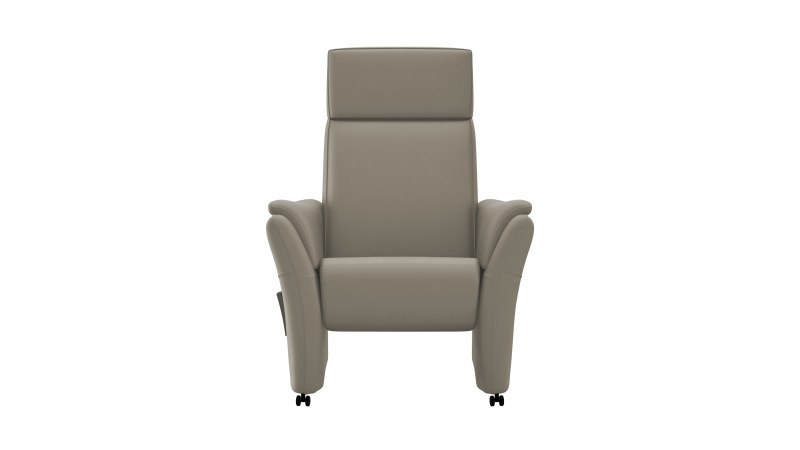 Relaxsessel Arima H - Relaxfunktion (motorisch) und Kopfteil verstellbar, Leder, Taupe