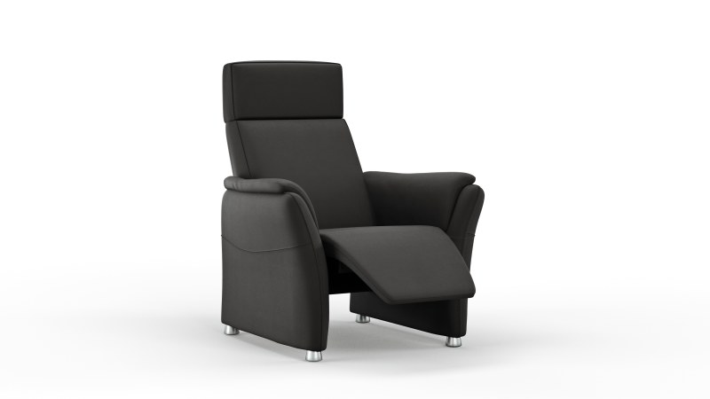 Relaxsessel Arima H - Kopf-/Fußteil/Rückenlehne verstellbar, Leder, Schwarz