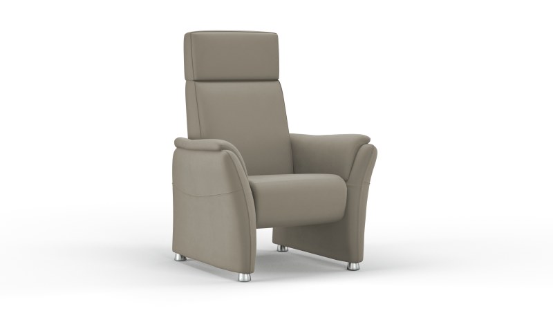Relaxsessel Arima H - Kopf-/Fußteil/Rückenlehne verstellbar, Leder, Taupe