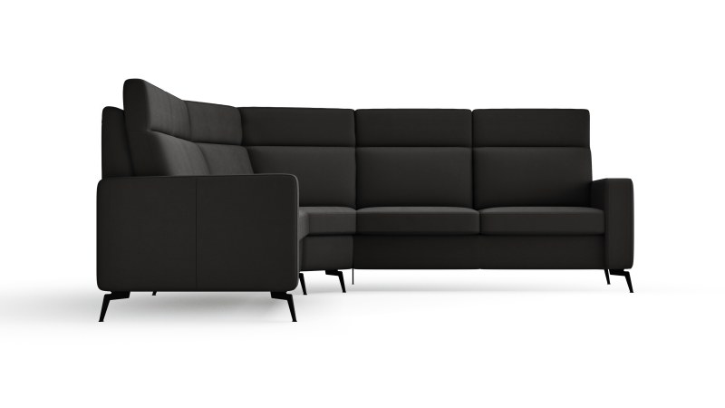 Ecksofa Arima H - 2,5-Sitzer mit Ecke rechts, Leder, Schwarz
