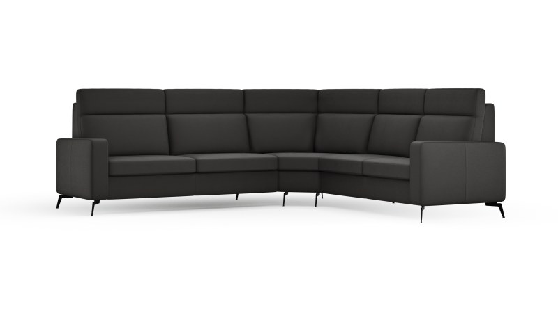 Ecksofa Arima H - 2,5-Sitzer mit Ecke rechts, Leder, Schwarz