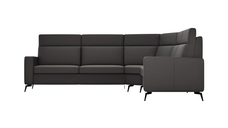 Ecksofa Arima H - 2,5-Sitzer mit Ecke rechts, Leder, Schwarz