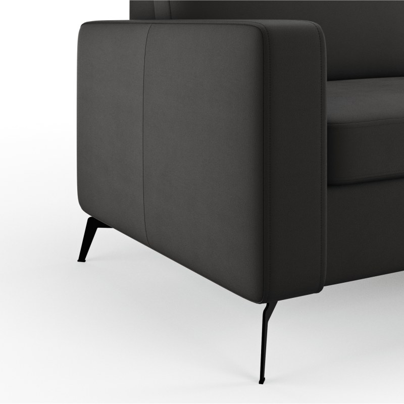 Ecksofa Arima H - 2,5-Sitzer mit Ecke rechts, Leder, Schwarz