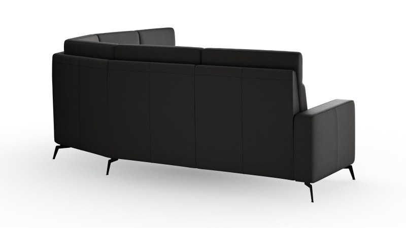 Ecksofa Arima H - 2,5-Sitzer mit Ecke rechts, Leder, Schwarz