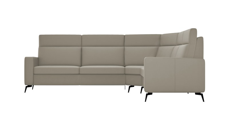 Ecksofa Arima H - 2,5-Sitzer mit Ecke rechts, Leder, Taupe