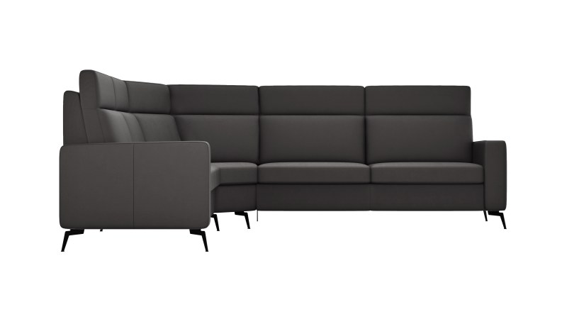Ecksofa Arima H - 2,5-Sitzer mit Ecke links, Leder, Schwarz