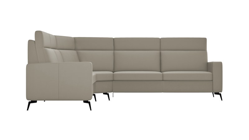 Ecksofa Arima H - 2,5-Sitzer mit Ecke links, Leder, Taupe
