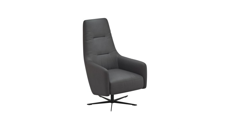 Relaxsessel Rufus - inkl. Relaxfunktion, Leder, Anthrazit