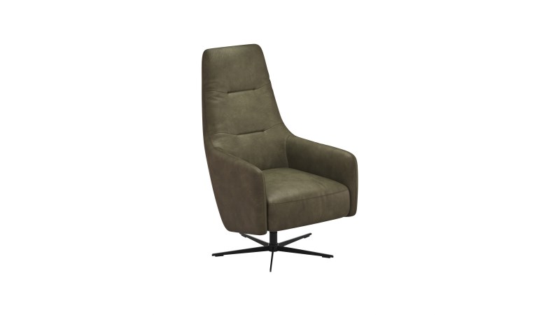 Relaxsessel Rufus - inkl. Relaxfunktion, Leder, Olive