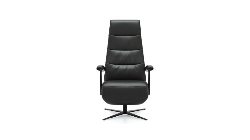 Relaxsessel Rafael - inkl. Relaxfunktion (motorisch), Leder, Schwarz