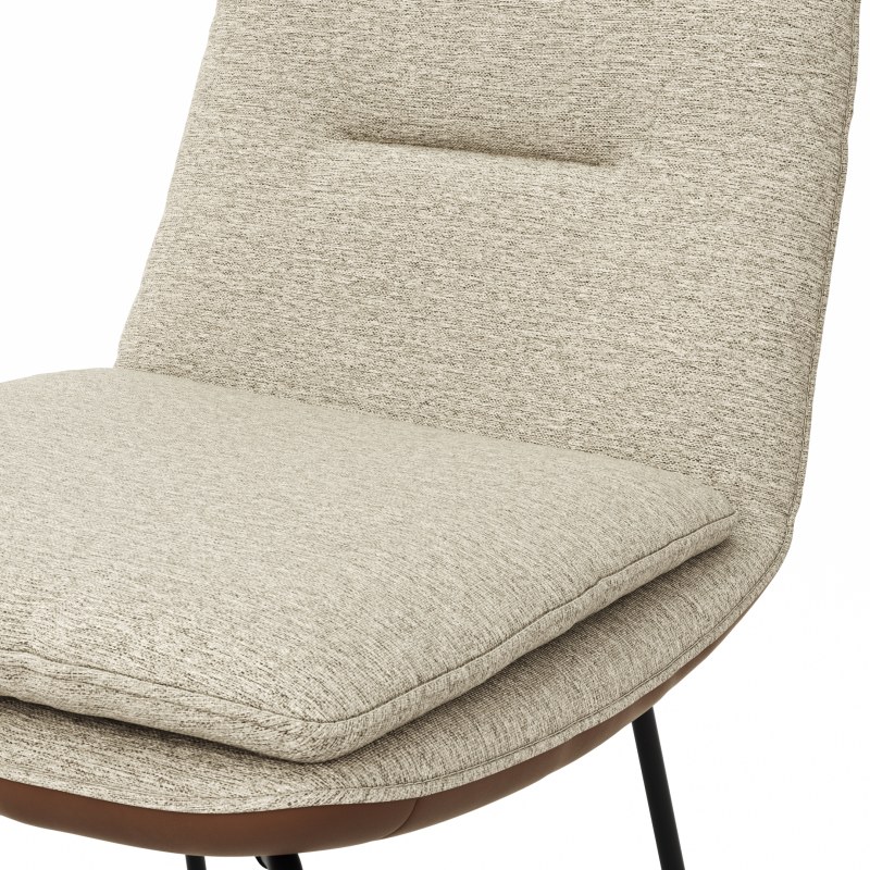 Polsterstuhl Macano - Leder & Stoff, Beige, Cognac