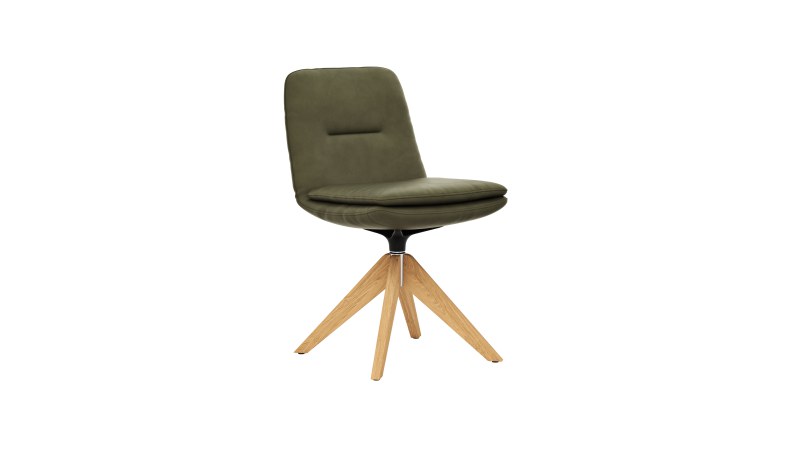 Polsterstuhl Macano - drehbar, Leder, Olive