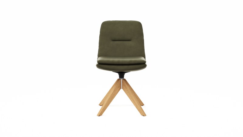 Polsterstuhl Macano - drehbar, Leder, Olive