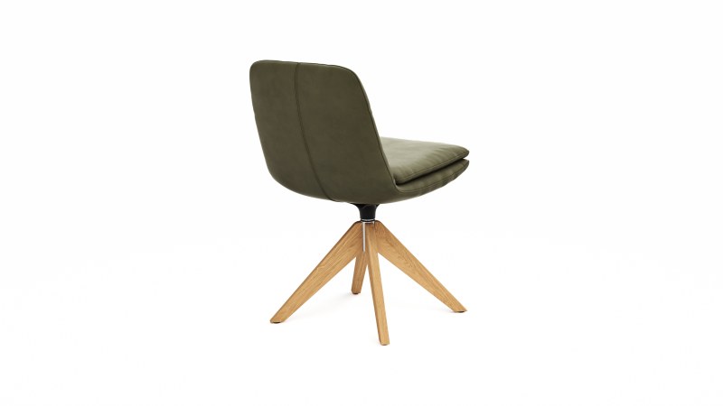 Polsterstuhl Macano - drehbar, Leder, Olive