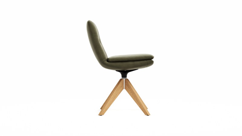 Polsterstuhl Macano - drehbar, Leder, Olive
