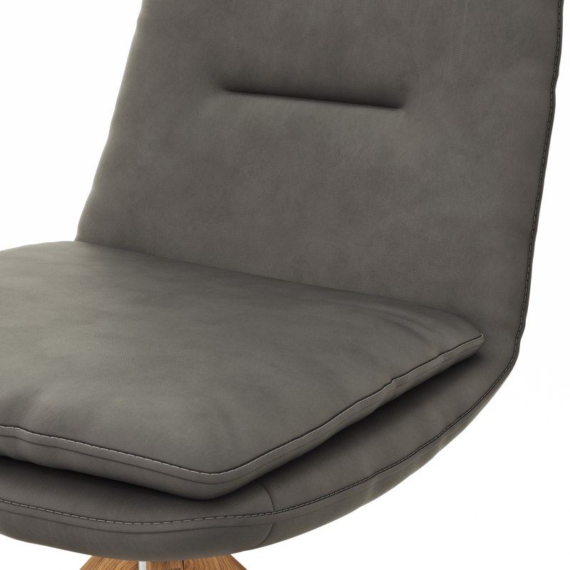 Polsterstuhl Macano - drehbar, Leder, Grau