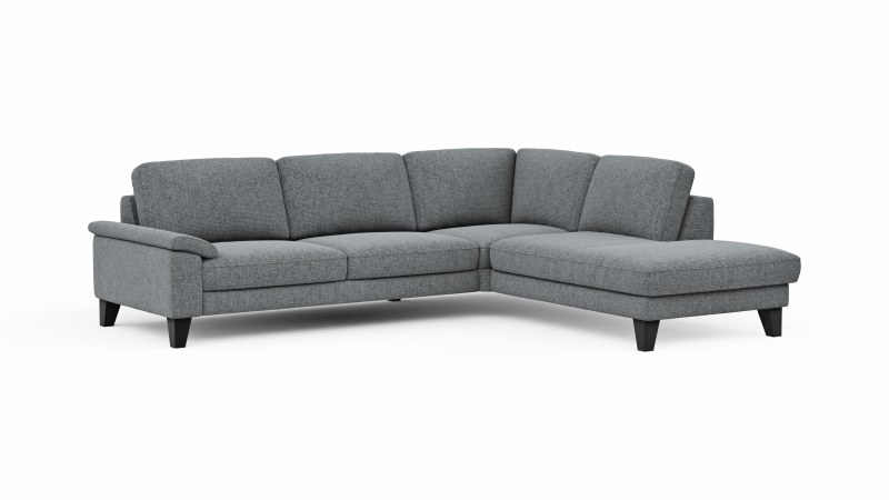 Ecksofa Oviedo - 2,5-Sitzer mit Ecke rechts, Stoff, Grau