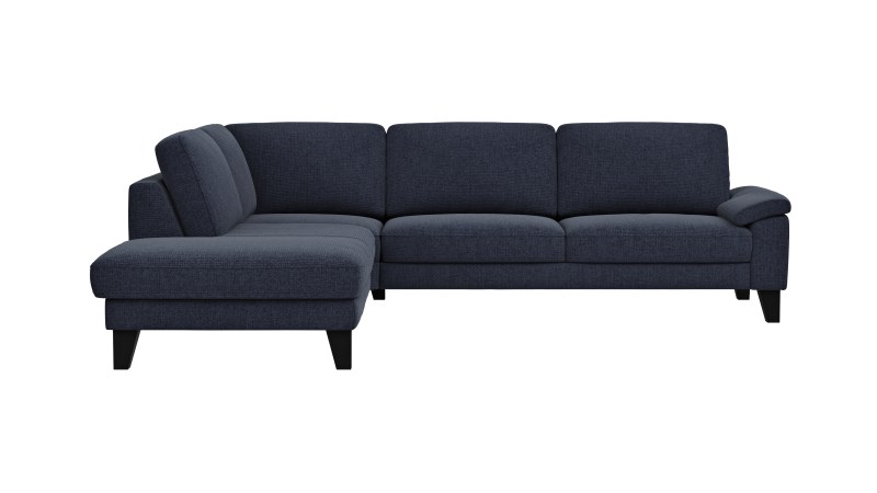 Ecksofa Oviedo - Ecke links mit 2,5-Sitzer, Stoff, Dunkelblau