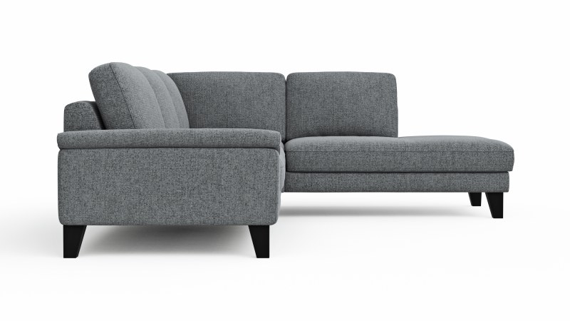 Ecksofa Oviedo - 2,5-Sitzer mit Ecke rechts inkl. Drehsitz, Stoff, Grau
