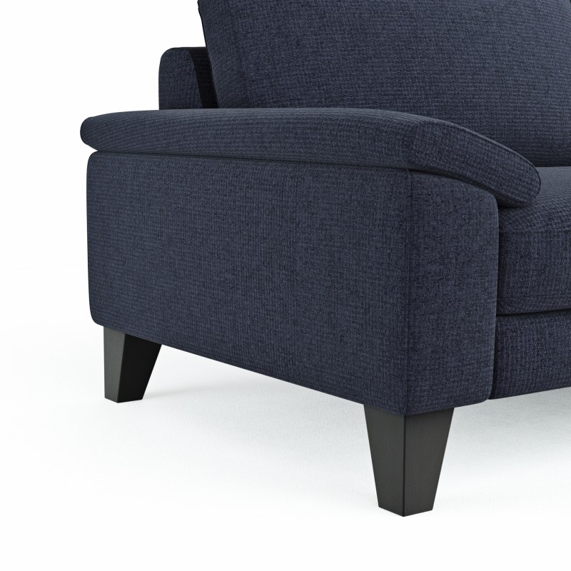 Ecksofa Oviedo - 2,5-Sitzer mit Ecke rechts inkl. Drehsitz, Stoff, Dunkelblau
