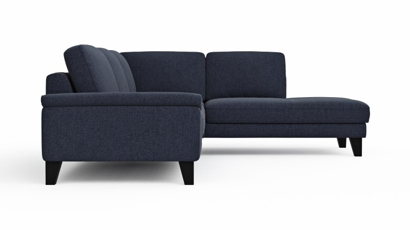 Ecksofa Oviedo - 2,5-Sitzer mit Ecke rechts inkl. Drehsitz, Stoff, Dunkelblau