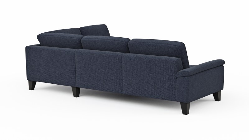 Ecksofa Oviedo - 2,5-Sitzer mit Ecke rechts inkl. Drehsitz, Stoff, Dunkelblau