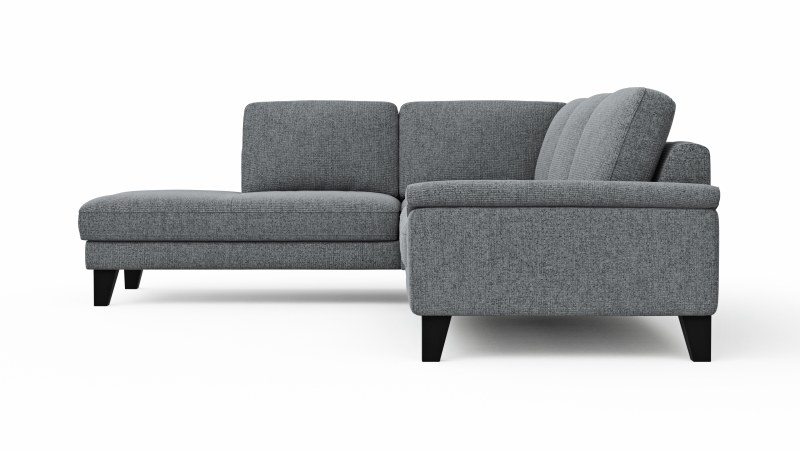 Ecksofa Oviedo - Ecke links mit 2,5-Sitzer inkl. Drehsitz, Stoff, Grau